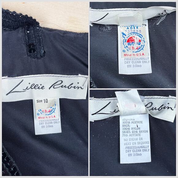 Vintage 1980s Sleeveless Black Sequins Peplum Cocktail Dress - Picture 6 of 8